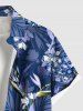 Chemise hawaïenne grande taille à imprimé floral et feuilles tropicales pour homme - Bleu 4XL
