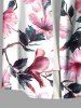 Plus Size Flowers Leaf Print Buttons Pocket Hawaii Shirt For Men -  