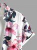 Plus Size Flowers Leaf Print Buttons Pocket Hawaii Shirt For Men -  