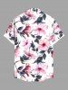 Plus Size Flowers Leaf Print Buttons Pocket Hawaii Shirt For Men -  