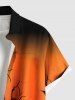 Plus Size Halloween Pumpkin Cross Tree Colorblock Print Buttons Pocket Shirt For Men -  