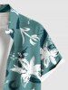 Plus Size Flowers Graffiti Print Buttons Pocket Hawaii Shirt For Men -  