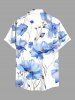 Plus Size Flowers Print Buttons Pocket Hawaii Shirt For Men -  