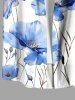 Plus Size Flowers Print Buttons Pocket Hawaii Shirt For Men -  