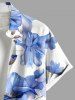 Plus Size Flowers Print Buttons Pocket Hawaii Shirt For Men -  