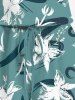 Plus Size Flowers Graffiti Print Cinched Hawaii Romper -  