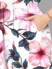 Robe mi-longue hawaïenne fendue à imprimé fleurs et feuilles grande taille - Rose clair 1X