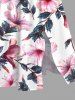 Robe mi-longue hawaïenne fendue à imprimé fleurs et feuilles grande taille - Rose clair 1X