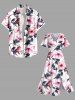 Robe mi-longue hawaïenne fendue à imprimé fleurs et feuilles grande taille - Rose clair 1X