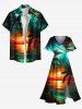 Plus Size Coconut Tree Cloud Sun Seascape Print Split Hawaii Midi Dress -  