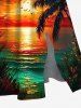 Plus Size Coconut Tree Cloud Sun Seascape Print Split Hawaii Midi Dress -  
