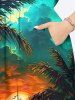 Plus Size Coconut Tree Cloud Sun Seascape Print Split Hawaii Midi Dress -  