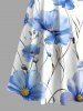 Robe longue hawaïenne grande taille à imprimé floral et épaules dénudées - Bleu clair XS