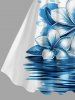 Plus Size Sea Hibiscus Flower Print Hawaii A Line Tank Dress -  