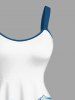 Plus Size Sea Hibiscus Flower Print Hawaii A Line Tank Dress -  