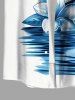 Plus Size Sea Hibiscus Flower Print Hawaii Button Pocket Shirt For Men -  