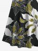Plus Size Two Tone Flower Print Hawaii Cold Shoulder Crisscross A Line Maxi Dress -  