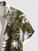 Plus Size Coconut Tree Tropical Leaf Flower Print Hawaii Button Pocket Shirt For Men -  