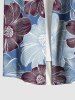 Plus Size Two Tone Line Flower Print Hawaii Button Pocket Shirt For Men -  