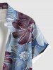 Plus Size Two Tone Line Flower Print Hawaii Button Pocket Shirt For Men -  