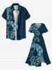 Plus Size Flower Paisley Print Hawaii Split Pocket A Line Midi Dress -  