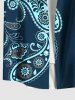 Plus Size Flower Paisley Print Hawaii Button Pocket Shirt For Men -  