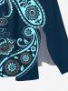 Plus Size Flower Paisley Print Hawaii Split Pocket A Line Midi Dress -  