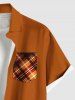 Plus Size Plaid Print Halloween Button Pocket Shirt For Men -  