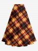 Plus Size Plaid Print Halloween Split A Line Skirt -  
