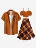 Plus Size Plaid Print Halloween Split A Line Skirt -  