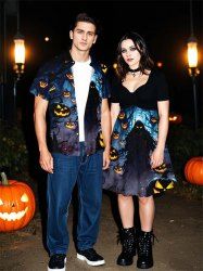 Halloween Costume Pumpkin Wizard Tree Midnight Print Plus Size Matching Set For Couples -  