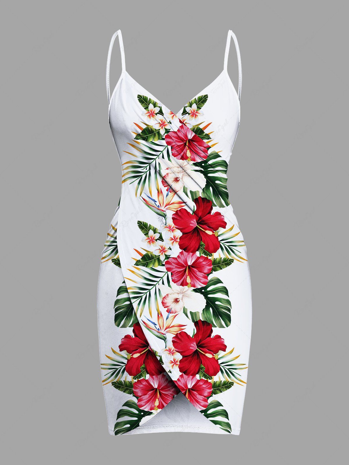 Trendy Plus Size Hibiscus Flowers Tropical Leaf Print Convertible Hawaii Beach Cover  