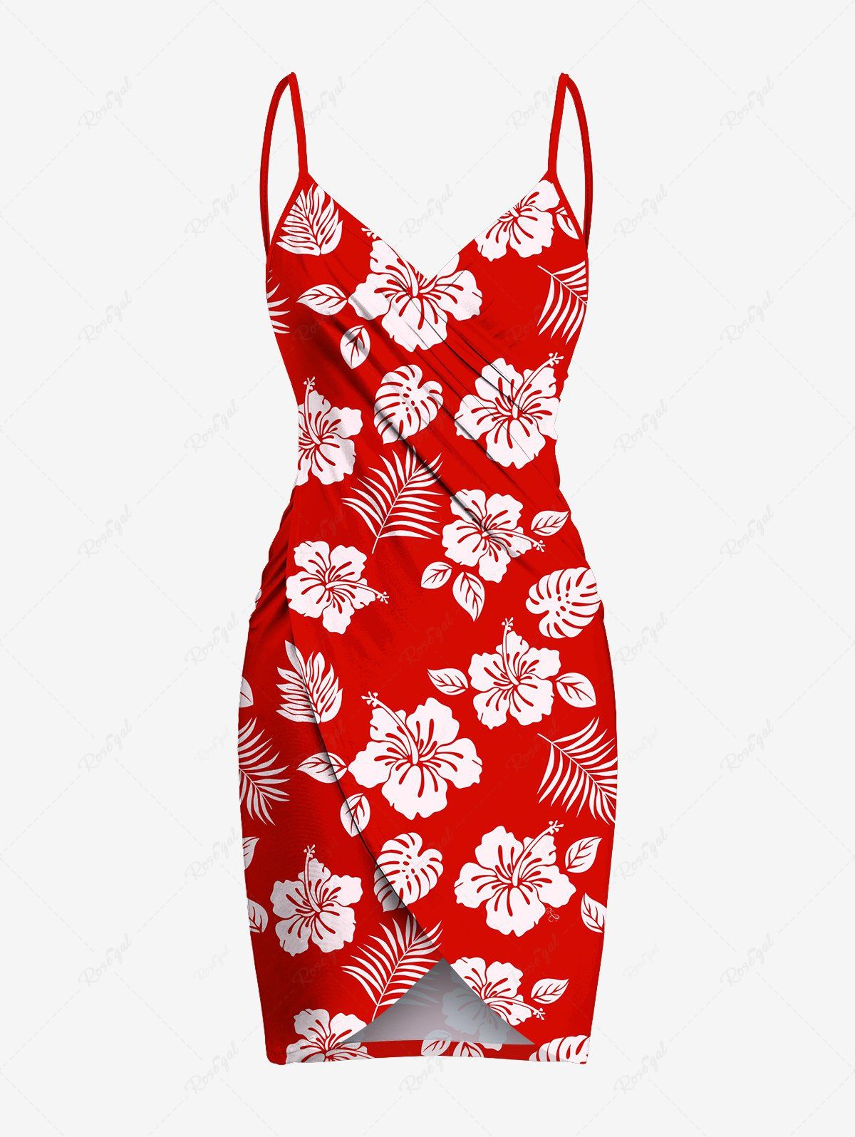 Unique Plus Size Tropical Leaf Hibiscus Flower Print Hawaii Convertible Beach Cover Up  