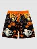 Halloween Pumpkin Ghost Tree Castle Bat Moon Print Plus Size Matching Outfit For Couples -  