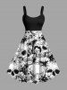 Skulls Flowers Print Plus Size Matching Hawaii Beach Outfit For Couples -  
