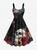 Skulls Flowers Leaf Print Plus Size Matching Hawaii Beach Outfit For Couples -  
