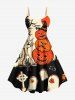 Halloween Costume Pumpkin Cross Owl Tree Tombstone Print Plus Size Matching Outfit For Couples -  