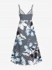 Tenue de plage hawaïenne assortie grande taille à imprimé fleurs et feuilles pour couples - Gris Clair 