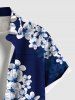 Ensemble chemise et barboteuse hawaïennes assorties, grande taille, imprimé pétales de fleurs ombré, pour couples - Bleu 