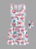 Matching Hawaii Shirt and Romper Plus Size Beach Outfit Tropical Flamingo Tropical Leaf Printed for Couples -  