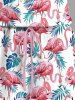 Matching Hawaii Shirt and Romper Plus Size Beach Outfit Tropical Flamingo Tropical Leaf Printed for Couples -  