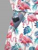 Matching Hawaii Shirt and Romper Plus Size Beach Outfit Tropical Flamingo Tropical Leaf Printed for Couples -  