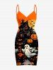 Tenue d'Halloween grande taille assortie pour couples, motif citrouille, fantôme, chauve-souris, arbre, château - Orange Foncé 