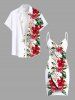 Plus Size Hibiscus Flowers Tropical Leaf Print Convertible Hawaii Beach Cover -  