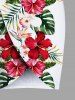 Housse de plage hawaïenne convertible grande taille à imprimé feuilles tropicales et fleurs d'hibiscus - Blanc de Crème  3X