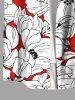Plus Size Hibiscus Flowers Print Buttons Pocket Hawaii Shirt For Men -  