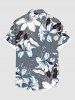 Plus Size Flowers Leaf Print Buttons Pocket Hawaii Shirt For Men -  
