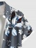 Plus Size Flowers Leaf Print Buttons Pocket Hawaii Shirt For Men -  