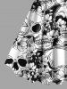 Plus Size Halloween Skulls Flowers Print Tank Dress -  