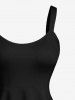 Plus Size Halloween Pumpkin Bat Cross Colorblock Print Tank Dress -  